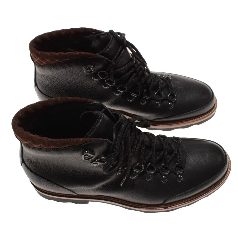 Di Bianco NWB Cortina Lace Up Boots Size 10 US in Black Leather Made in Italy